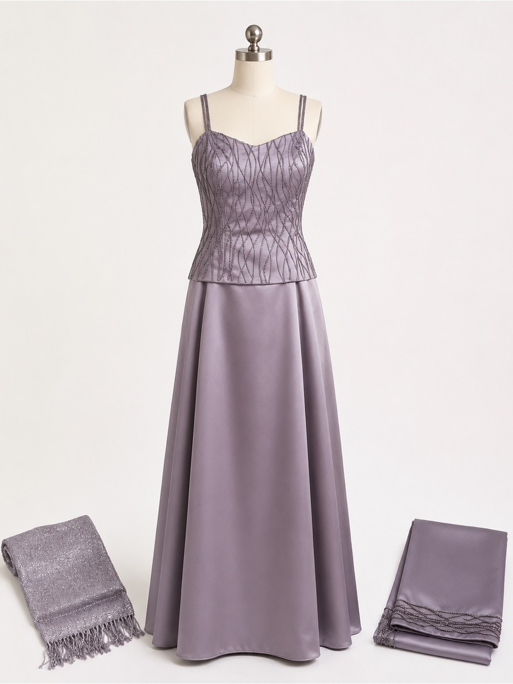 Adrianna Papell Lavender Purple Beaded Prom Dress